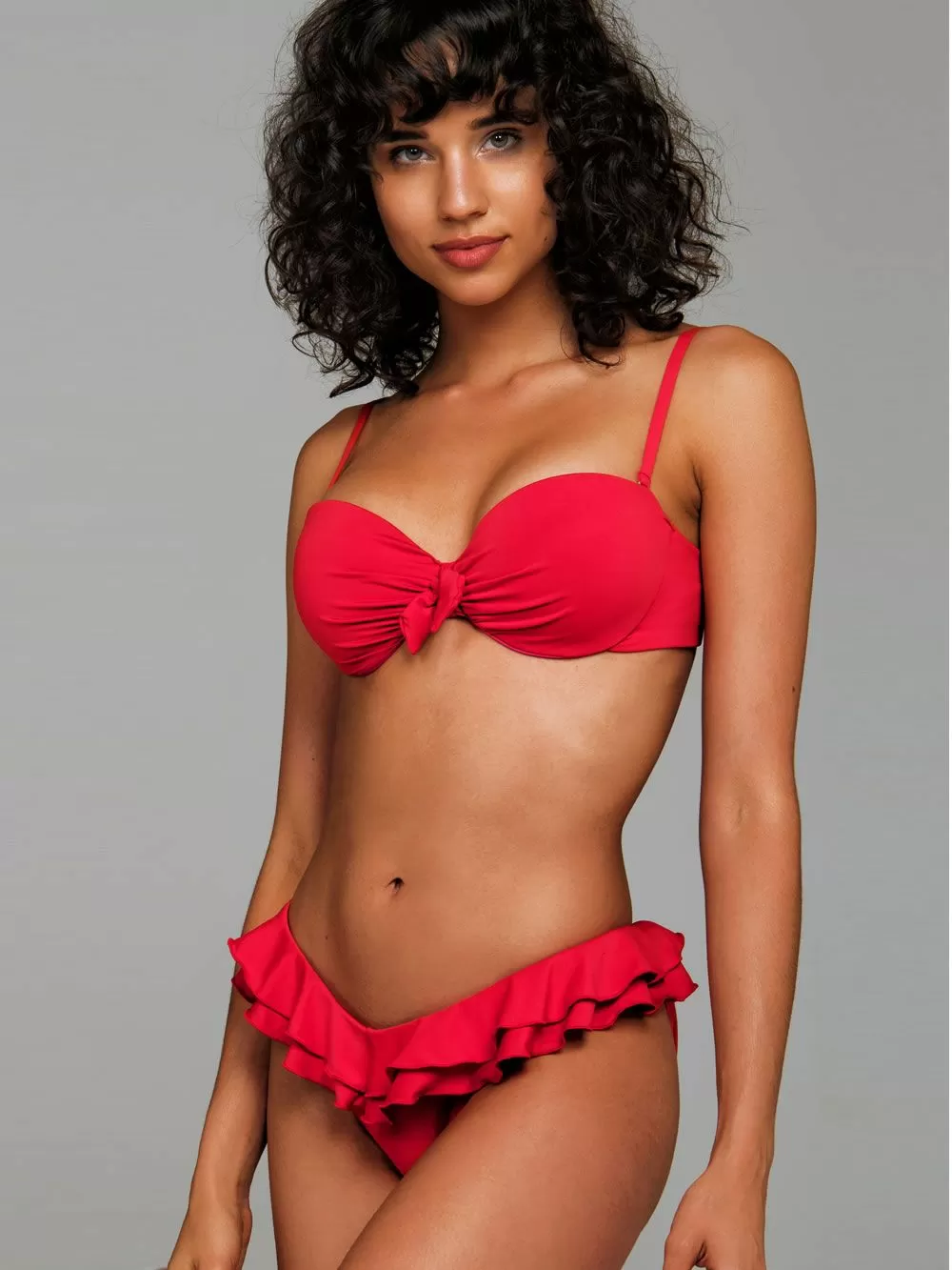 Set Μαγιό Blu4u- Strapless Push Up + Bikini Κανονικό - Βολάν - Καλοκαίρι 2019