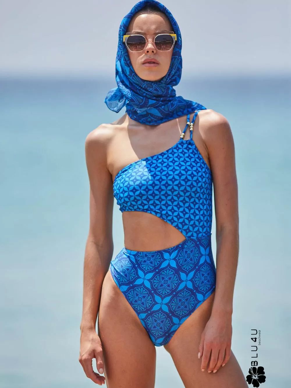 Μαγιό BLU4U Ολόσωμο Blue Ikat - Αόρατη Ενίσχυση - Σλιπ Κανονικό