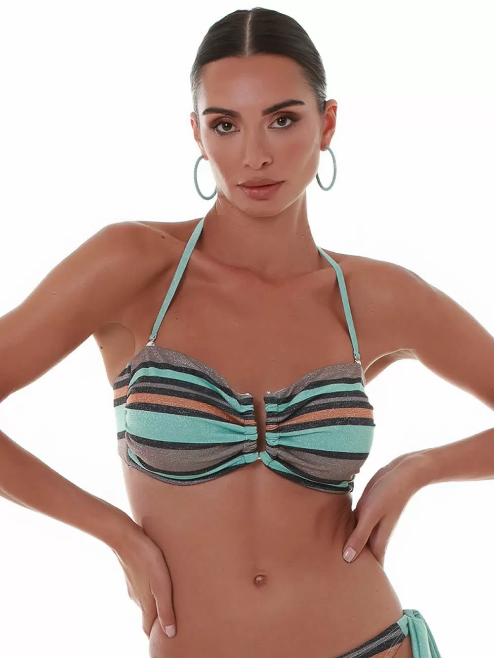Μαγιό BLUEPOINT Candy Stripes Τοπ Strapless- Αόρατη Ενίσχυση - Λαμπερό Lurex