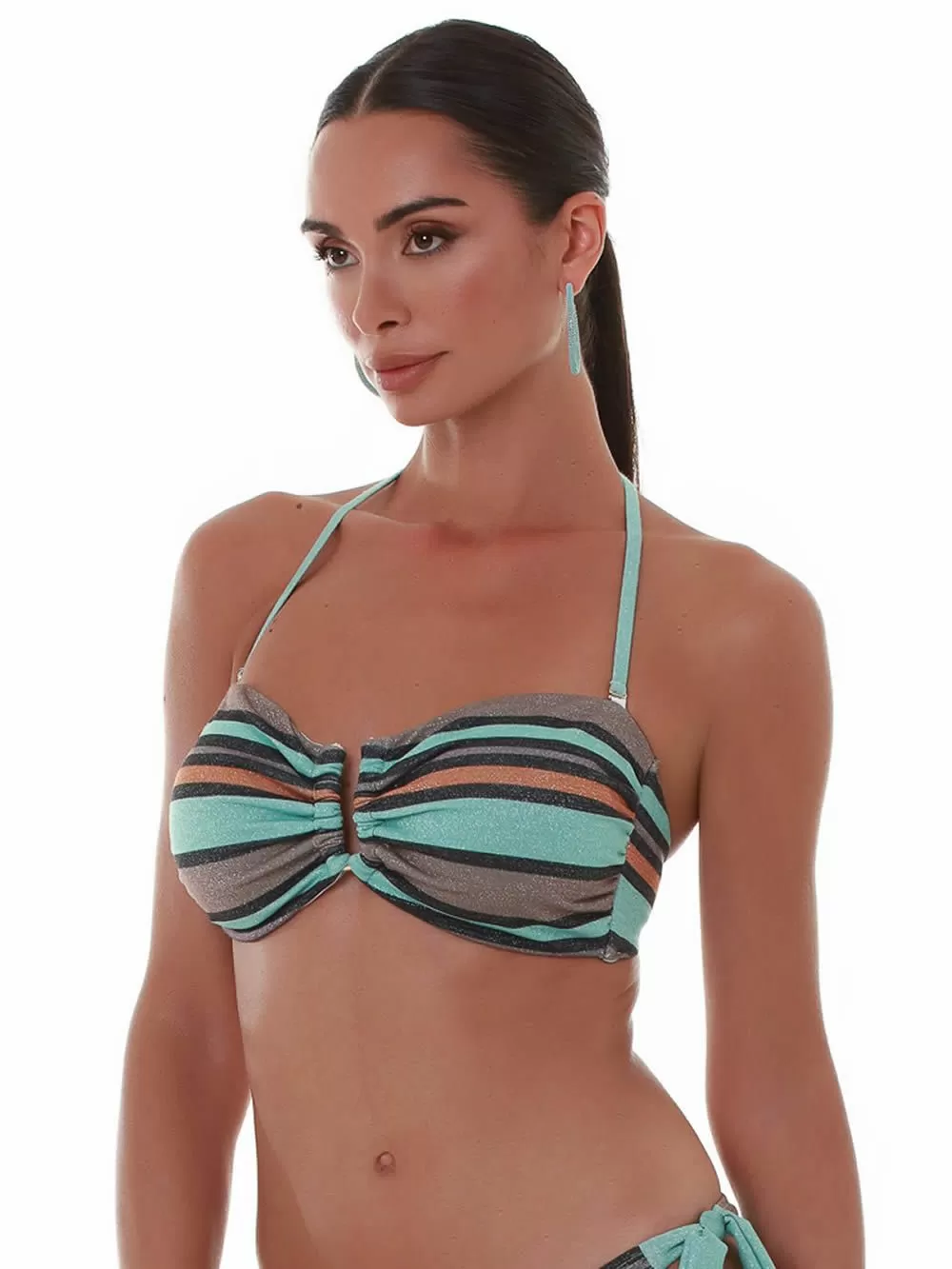 Μαγιό BLUEPOINT Candy Stripes Τοπ Strapless- Αόρατη Ενίσχυση - Λαμπερό Lurex
