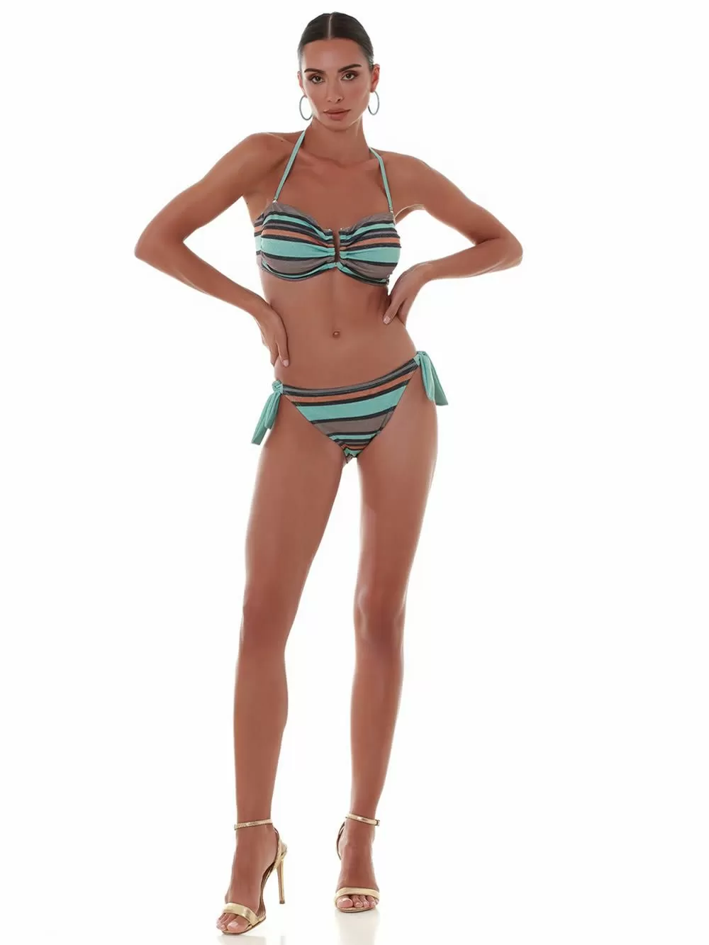Μαγιό BLUEPOINT Candy Stripes Τοπ Strapless- Αόρατη Ενίσχυση - Λαμπερό Lurex