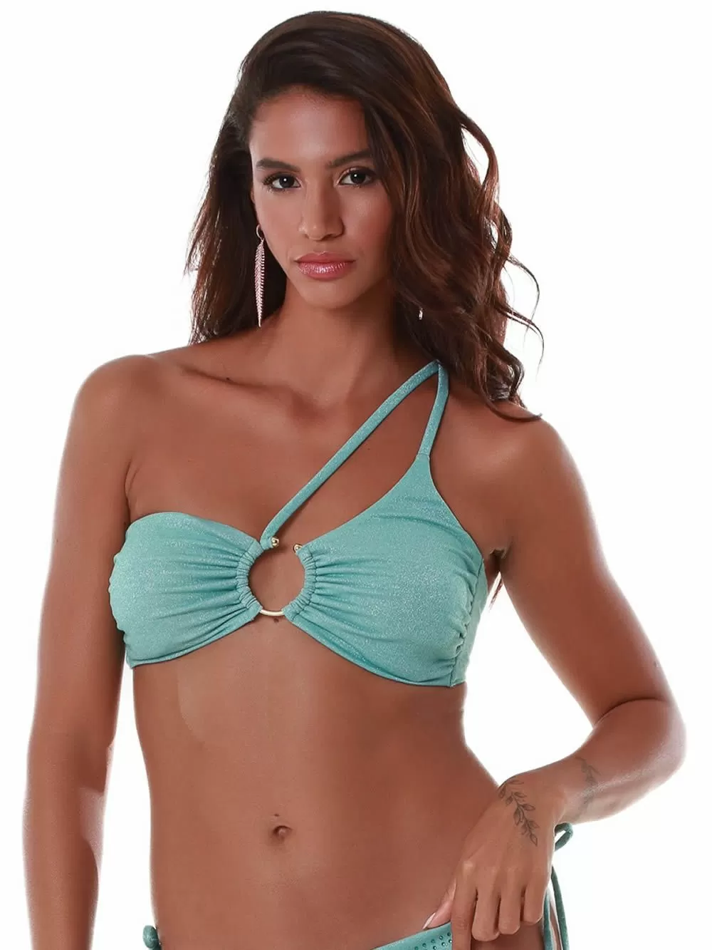 Μαγιό BLUEPOINT Candy Girl Top Ένας Ώμος - Ενίσχυση - Λαμπερό Lurex & Κρίκος