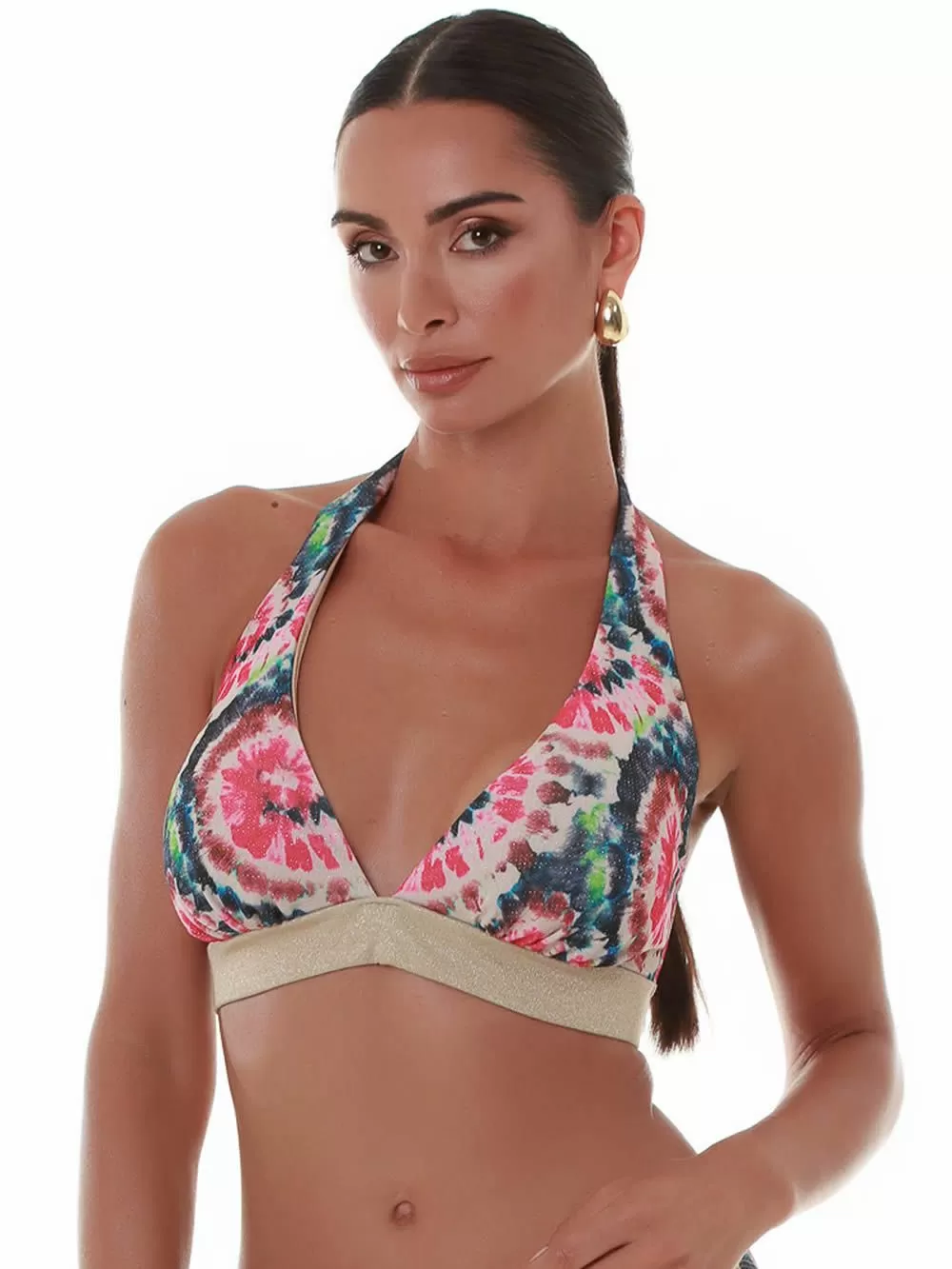 Μαγιό BLUEPOINT Batik Τρίγωνο Μπικίνι Μεγάλο Στήθος - Lurex & Χρυσές Λωρίδες