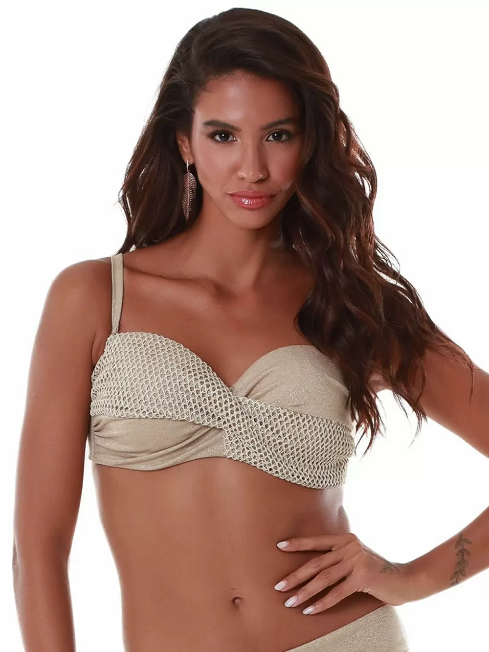 Μαγιό BLUEPOINT Gold Net Strapless Αόρατη Ενίσχυση - Σταθερό Κράτημα - Πλεκτό Lurex