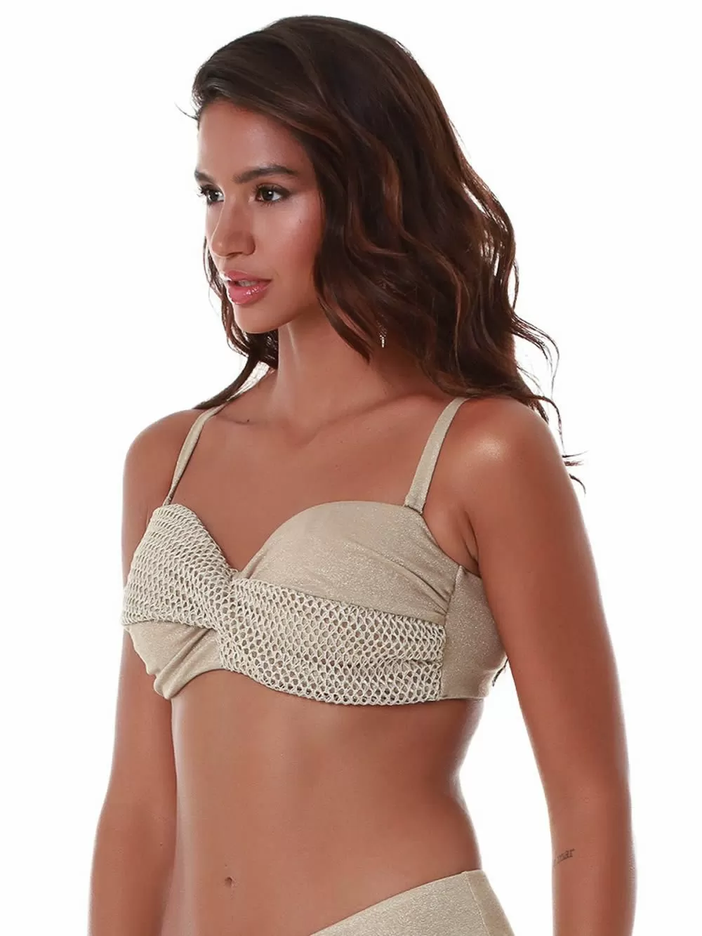 Μαγιό BLUEPOINT Gold Net Strapless Αόρατη Ενίσχυση - Σταθερό Κράτημα - Πλεκτό Lurex
