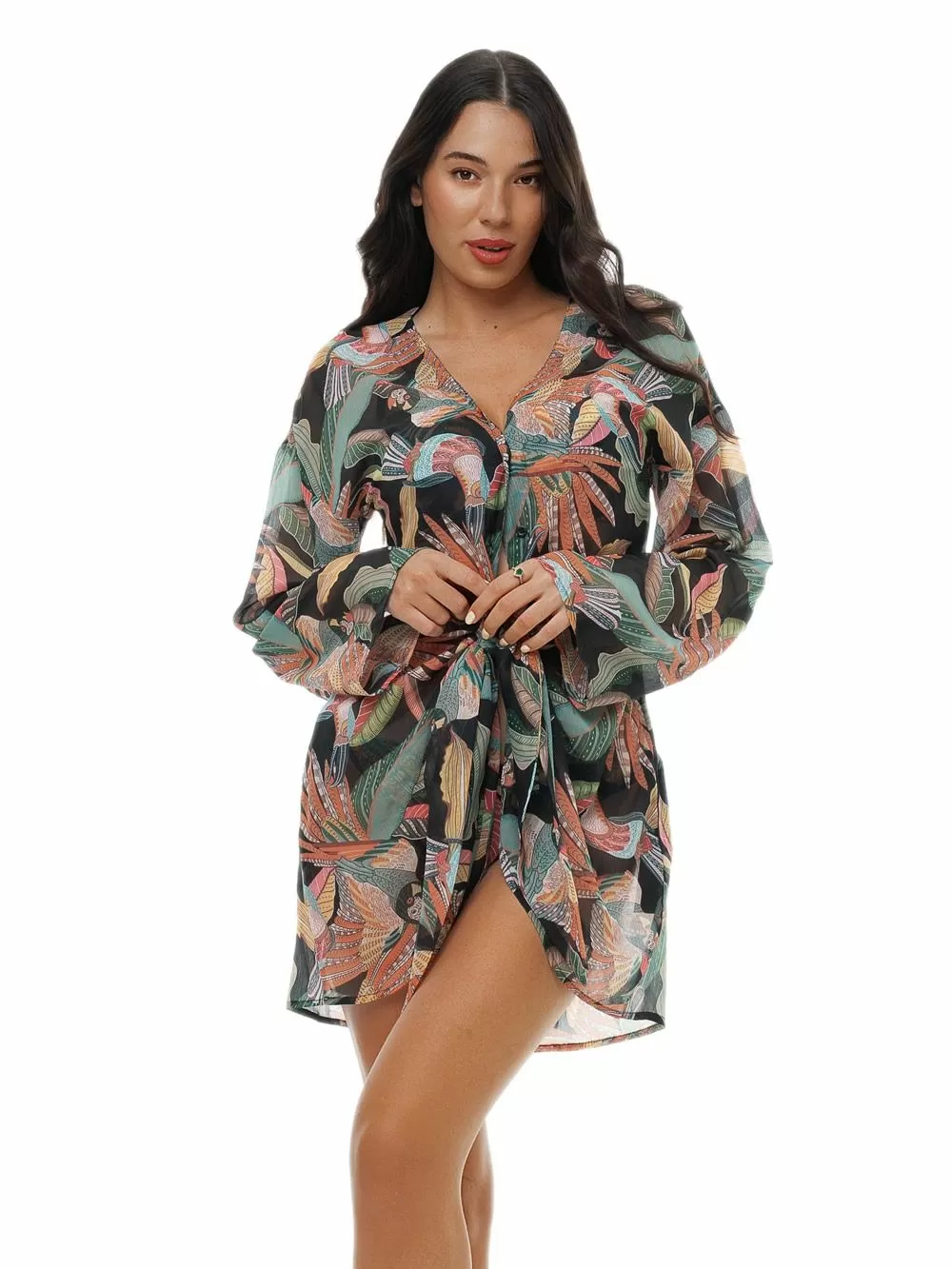 Beachwear BLUEPOINT Κιμονό Θαλάσσης Hot Tropic - Αέρινο Ύφασμα