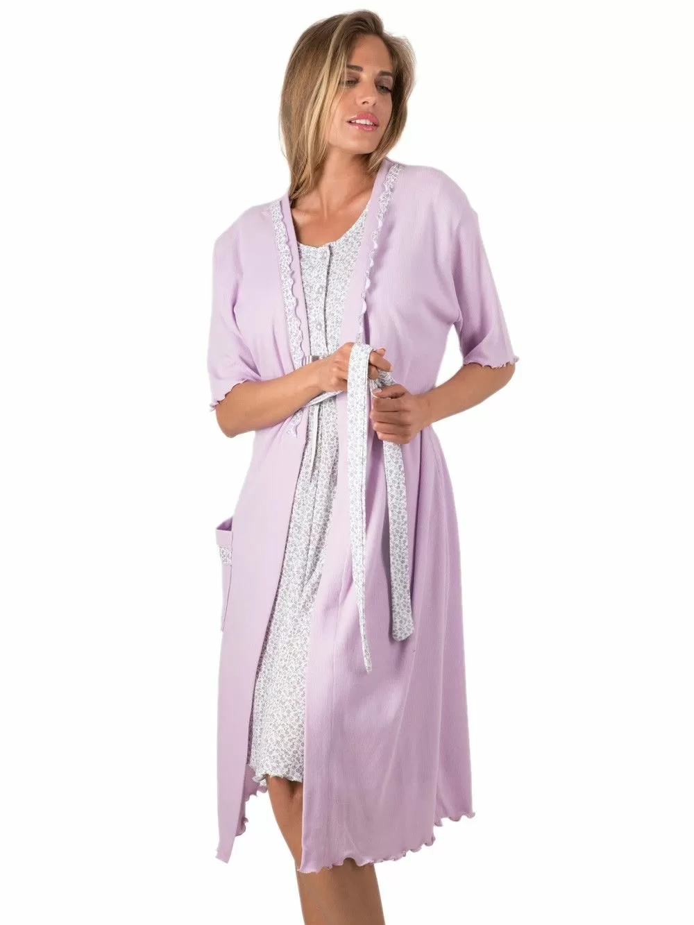 BONNE NUIT Set Homewear - Νυχτικό & Ρόμπα - 100% Βαμβάκι - Καλοκαίρι 2019