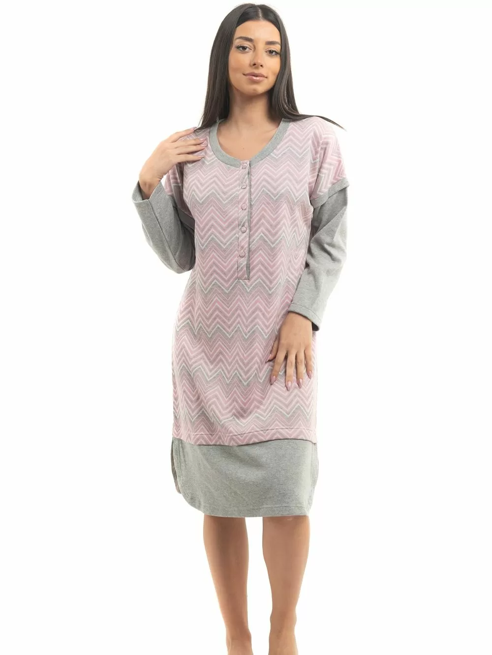 Νυχτικό BONNE NUIT -Γεμάτο Βαμβάκι -Ζακάρ Σχέδιο & Κουμπιά 