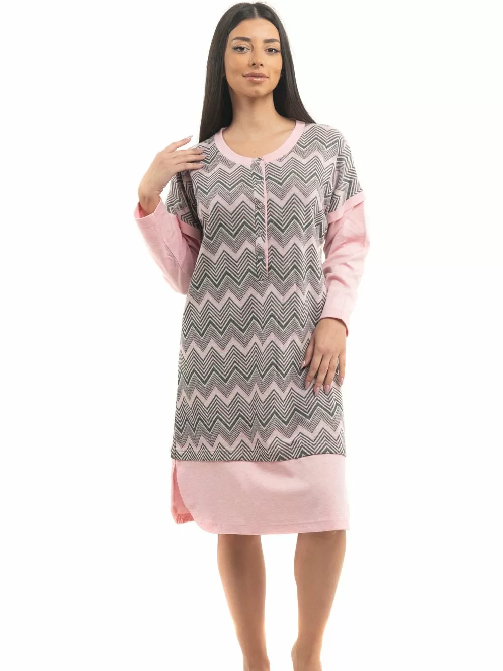 Νυχτικό BONNE NUIT - Γεμάτο Βαμβάκι - Ζακάρ Σχέδιο & Κουμπιά 