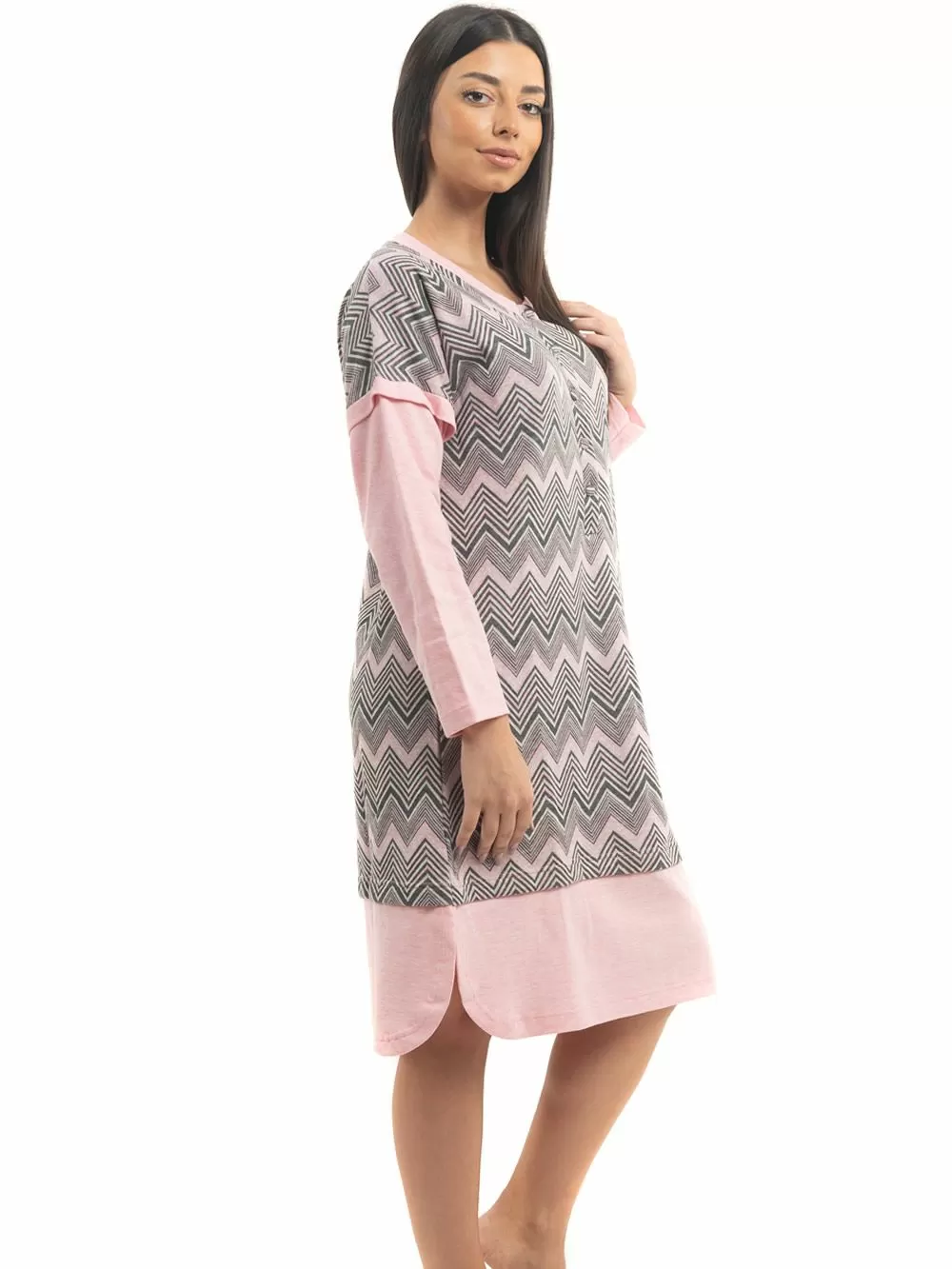 Νυχτικό BONNE NUIT - Γεμάτο Βαμβάκι - Ζακάρ Σχέδιο & Κουμπιά 