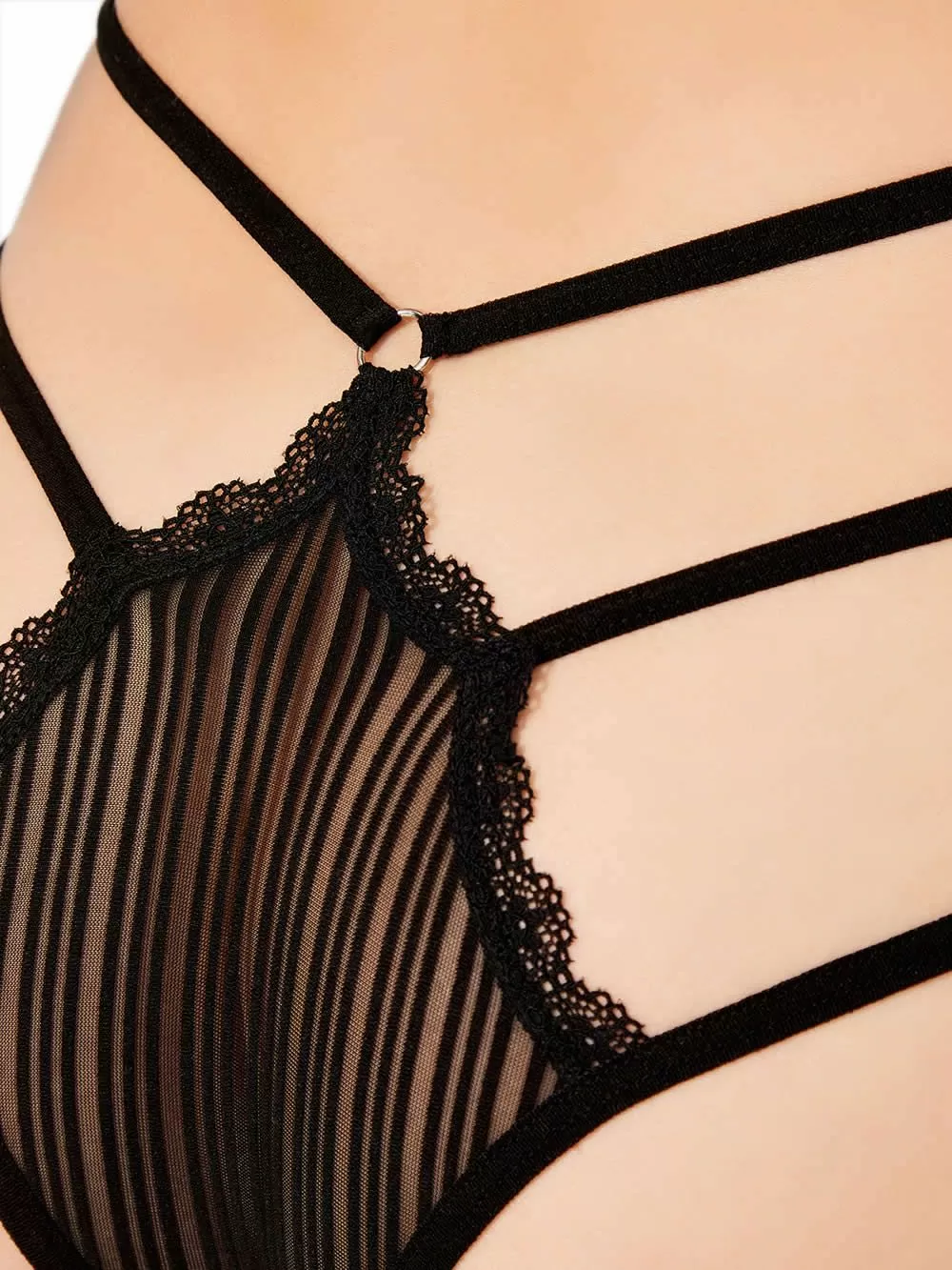 COTTONHILL Brazilian Slip - Ριγέ Διαφάνεια & Δαντέλα  