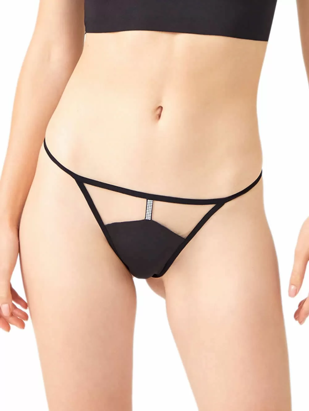 COTTONHILL Brazilian Slip - Σατινέ Ύφασμα & Λωρίδες - Λαμπερά Strass