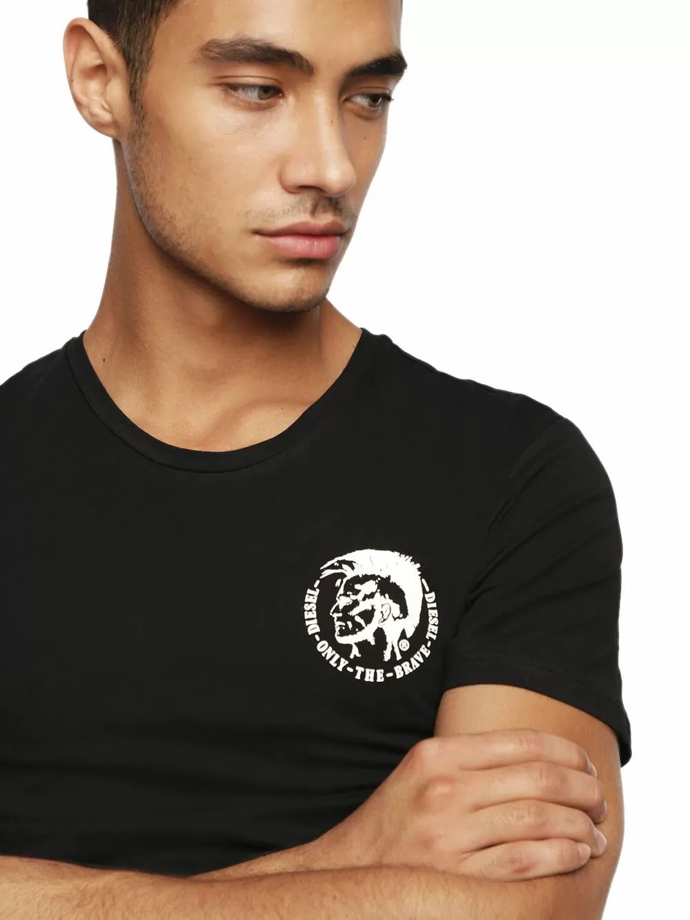 DIESEL Ανδρικά T-Shirt - Ελαστικό Βαμβάκι - Mohawk Logo - Πακέτο με 3