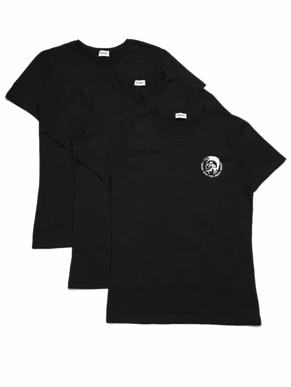 DIESEL Ανδρικά T-Shirt - Ελαστικό Βαμβάκι - Mohawk Logo - Πακέτο με 3