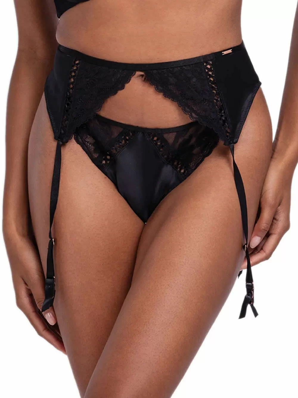 DORINA Ζαρτιέρες Lyra - Σατέν & Floral Δαντέλα - Ρυθμιζόμενες Τιράντες