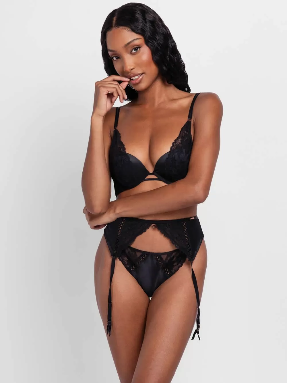 DORINA Ζαρτιέρες Lyra - Σατέν & Floral Δαντέλα - Ρυθμιζόμενες Τιράντες