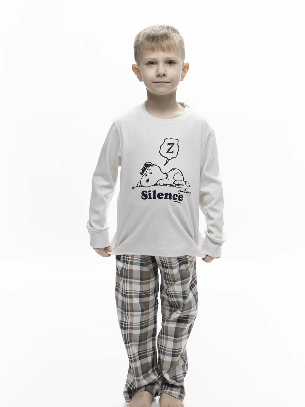 Εφηβική Πυτζάμα GALAXY SILENCE -100% Βαμβακερή - Καρό Παντελόνι