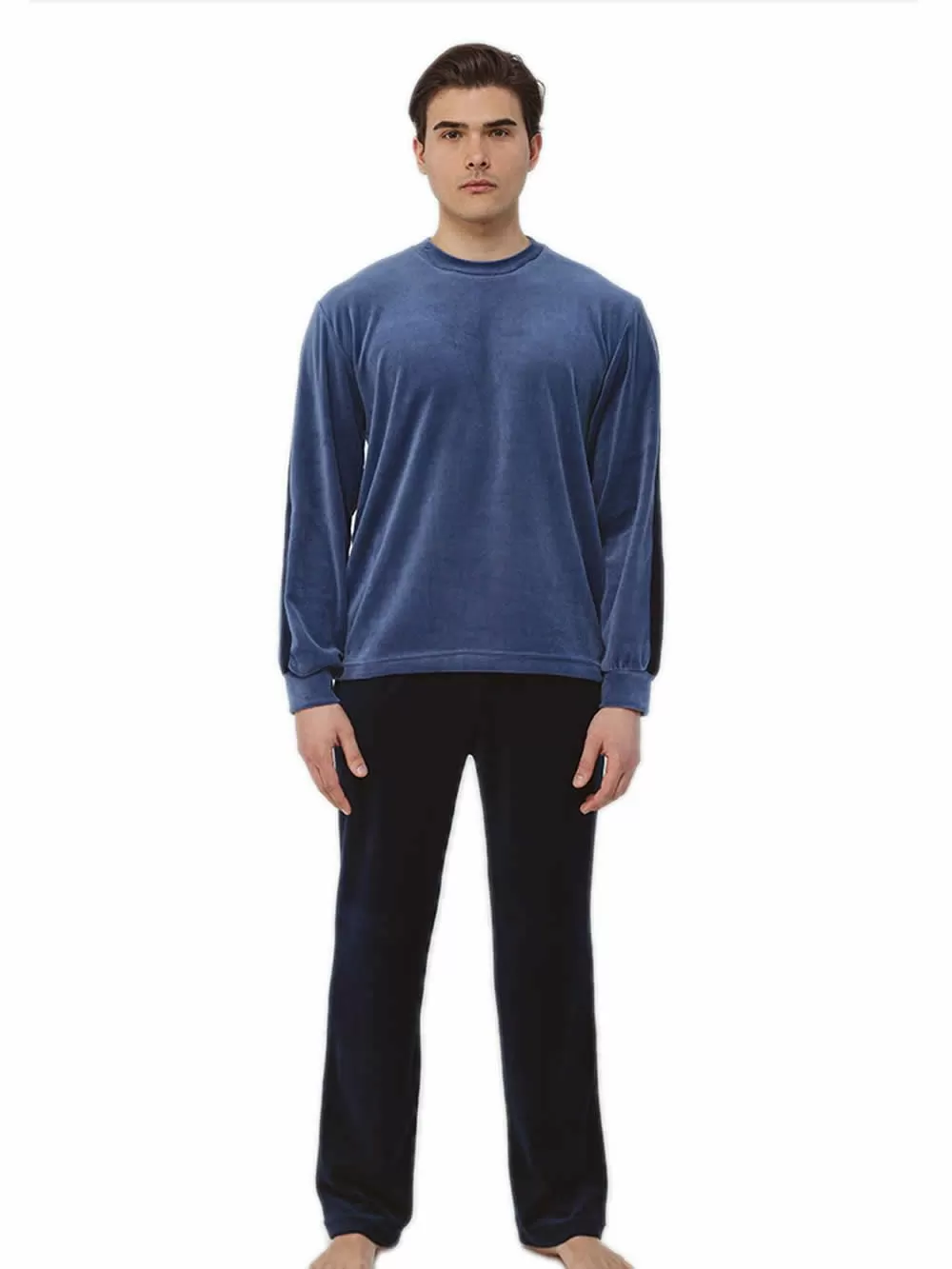 Πυτζάμα Ανδρική ΟΔΥΣΣΕΥ- Απαλό Βελούδο - Κάθετες Ρίγες