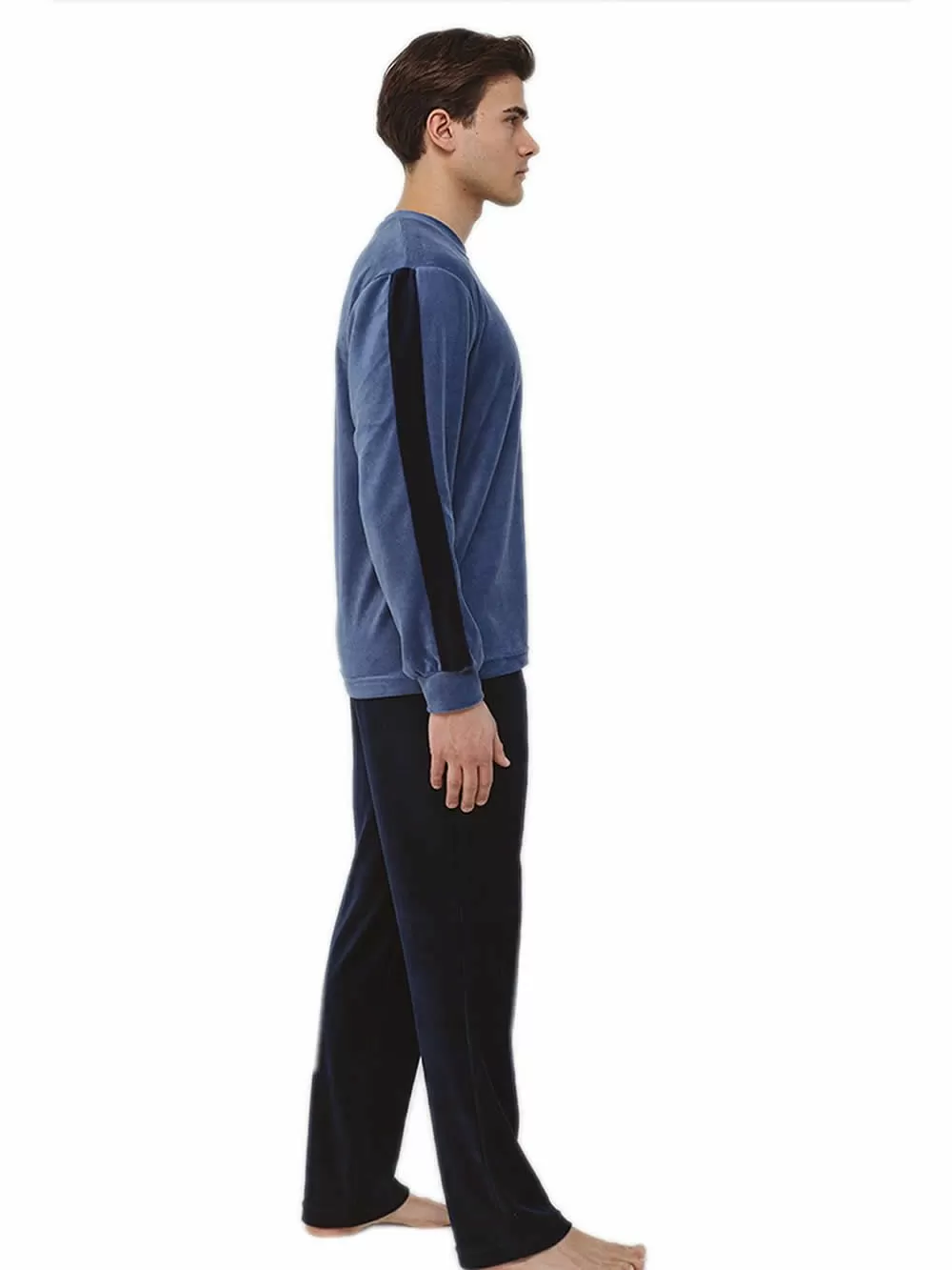 Πυτζάμα Ανδρική ΟΔΥΣΣΕΥ- Απαλό Βελούδο - Κάθετες Ρίγες