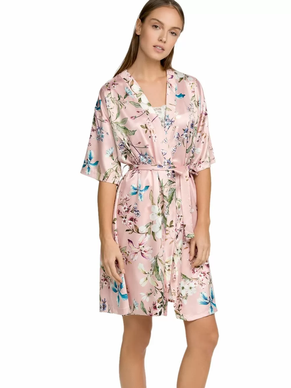 Ρόμπα ΓΙΩΤΑ Homewear - Απαλό Σατέν - Floral Σχέδιο 