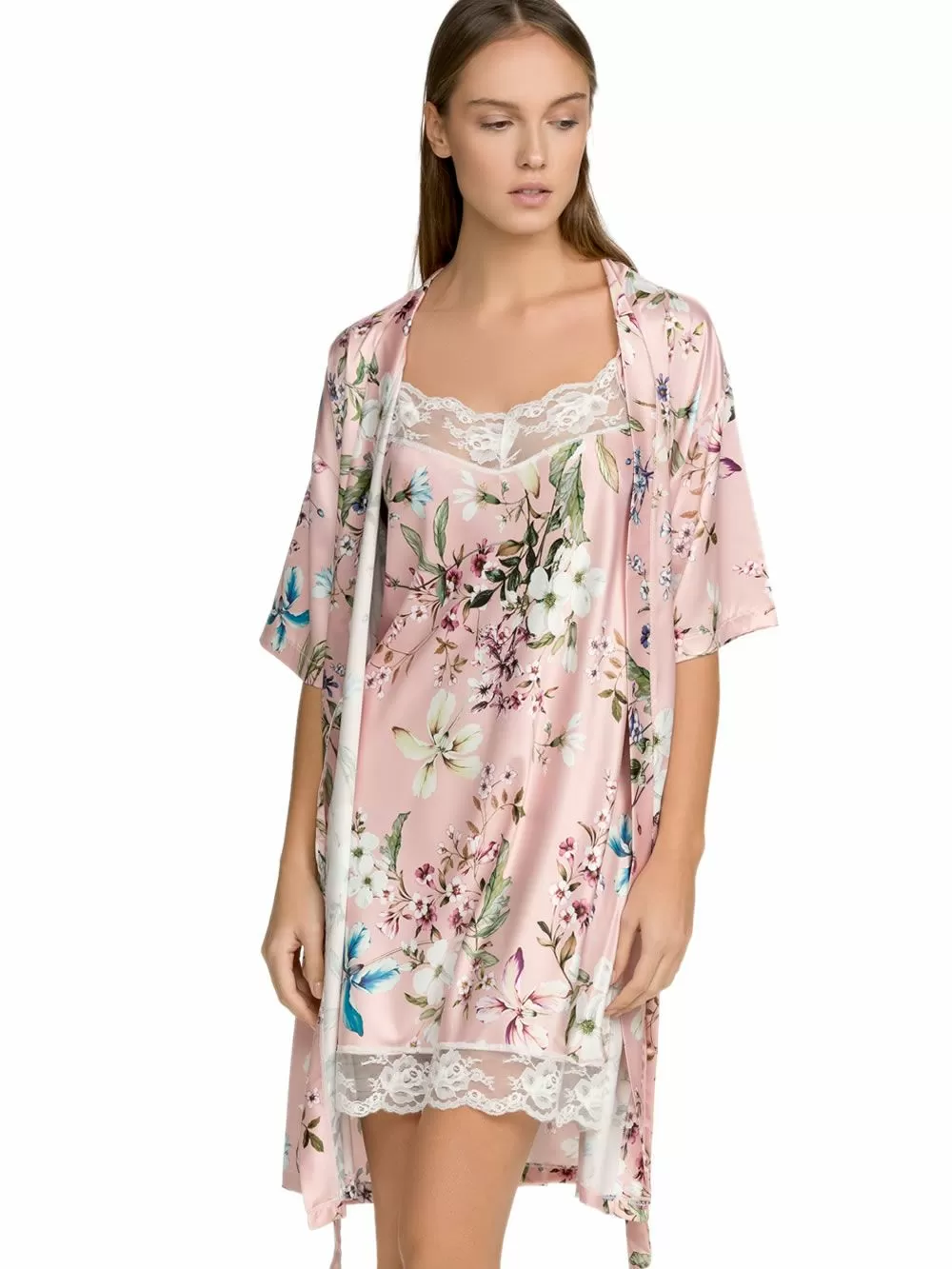 Ρόμπα ΓΙΩΤΑ Homewear - Απαλό Σατέν - Floral Σχέδιο 