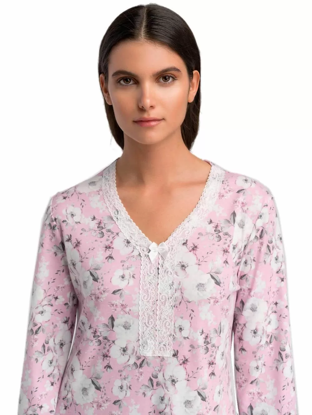 Νυχτικό ΓΙΩΤΑ Homewear - Γεμάτο Βαμβάκι - Floral Σχέδιο & Δαντέλα 