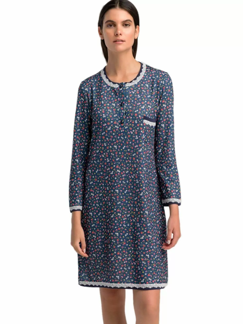 Νυχτικό ΓΙΩΤΑ Homewear - Γεμάτο Βαμβάκι - Floral Σχέδιο & Δαντέλα