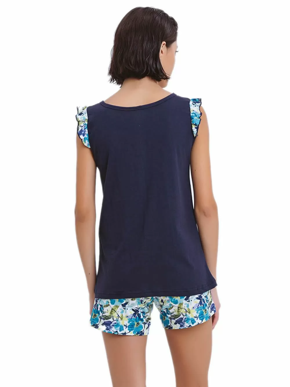 Πυτζάμα ΓΙΩΤΑ Homewear - 100% Βαμβακερή - Floral & Βολάν