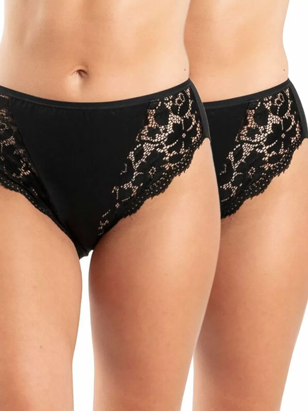 GKAPETANIS Σλιπ Lace Essentials - Κανονικό Ψηλό -  Απαλό Modal Βαμβάκι - Δαντέλα - 2 Τεμάχια 