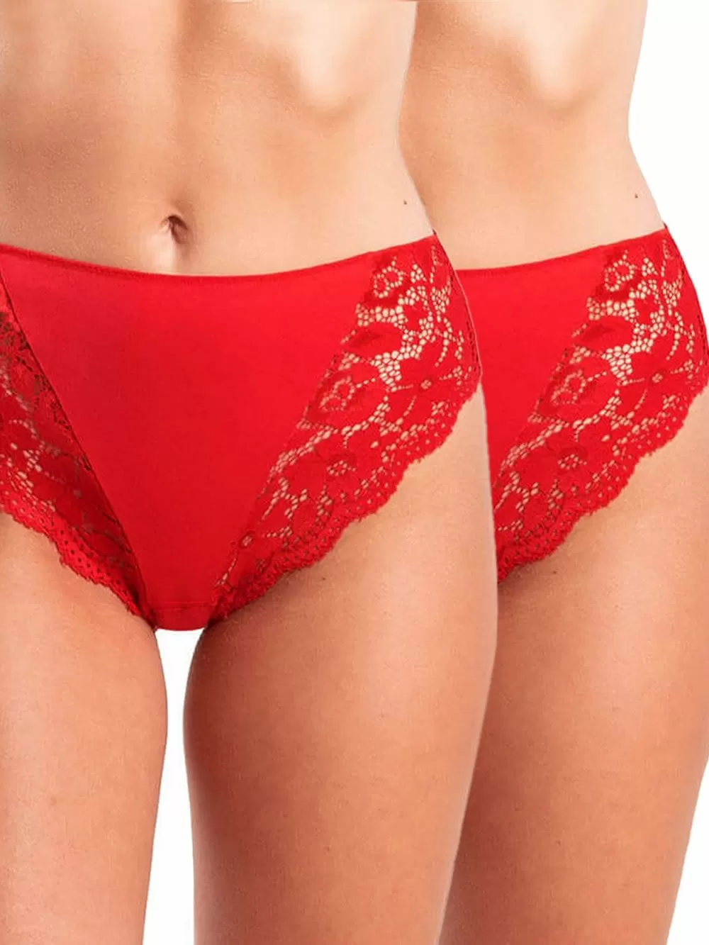 GKAPETANIS Σλιπ Lace Essentials - Κανονικό Ψηλό -  Απαλό Modal Βαμβάκι - Δαντέλα - 2 Τεμάχια 