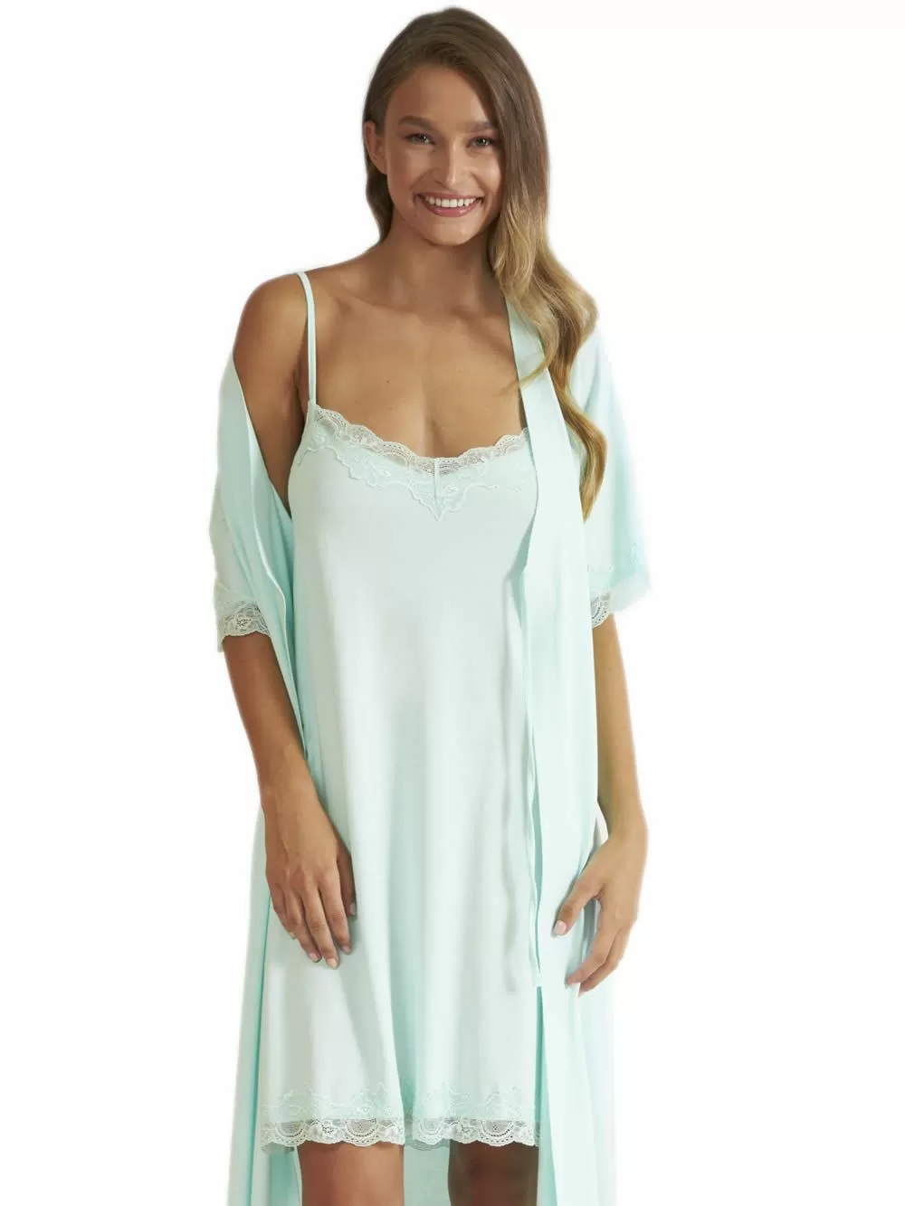 Ρόμπα HARMONY - Νέα Μαμά - Floral Δαντέλα - Αέρινο Βαμβάκι & Modal