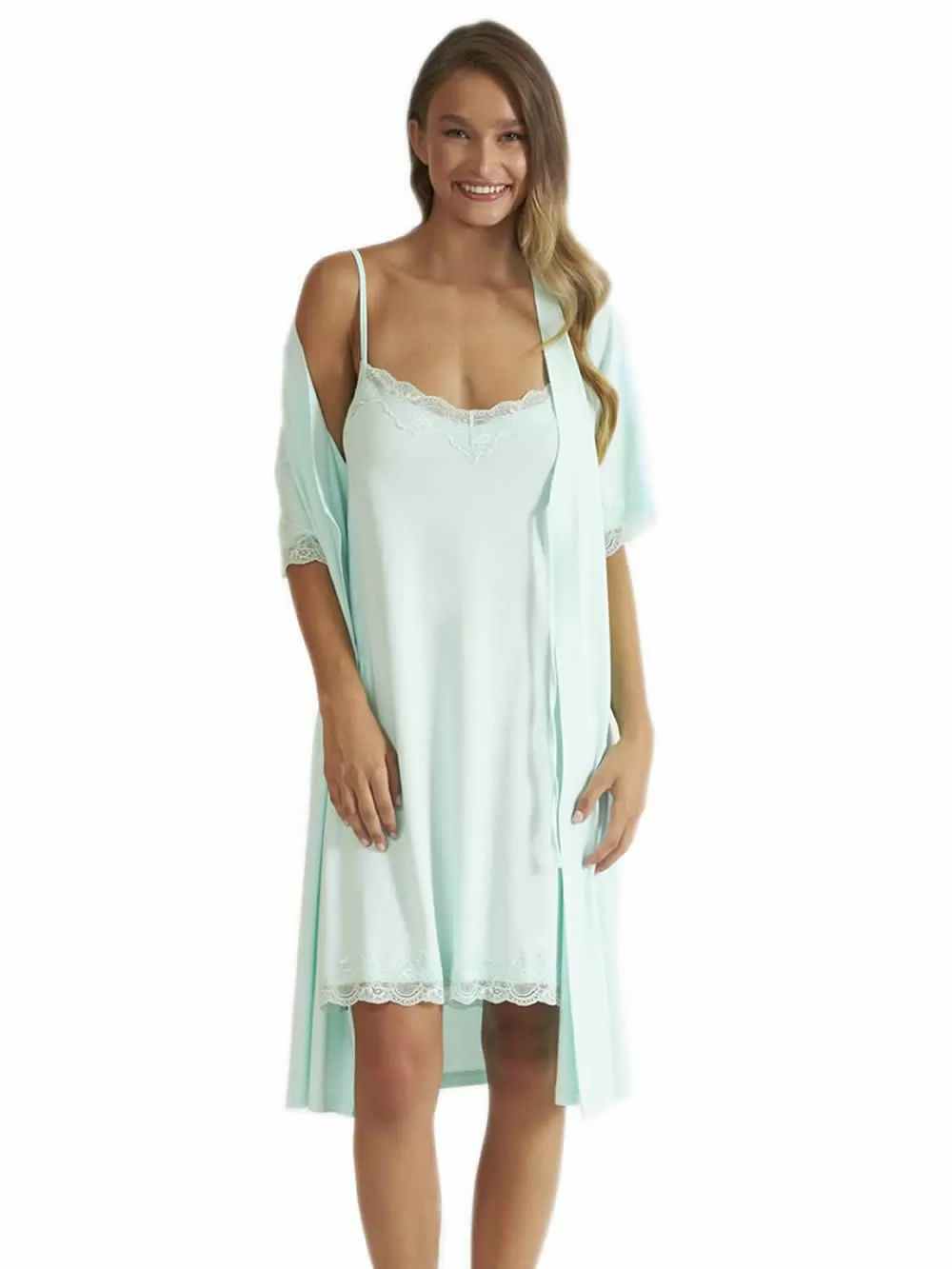 Ρόμπα HARMONY - Νέα Μαμά - Floral Δαντέλα - Αέρινο Βαμβάκι & Modal