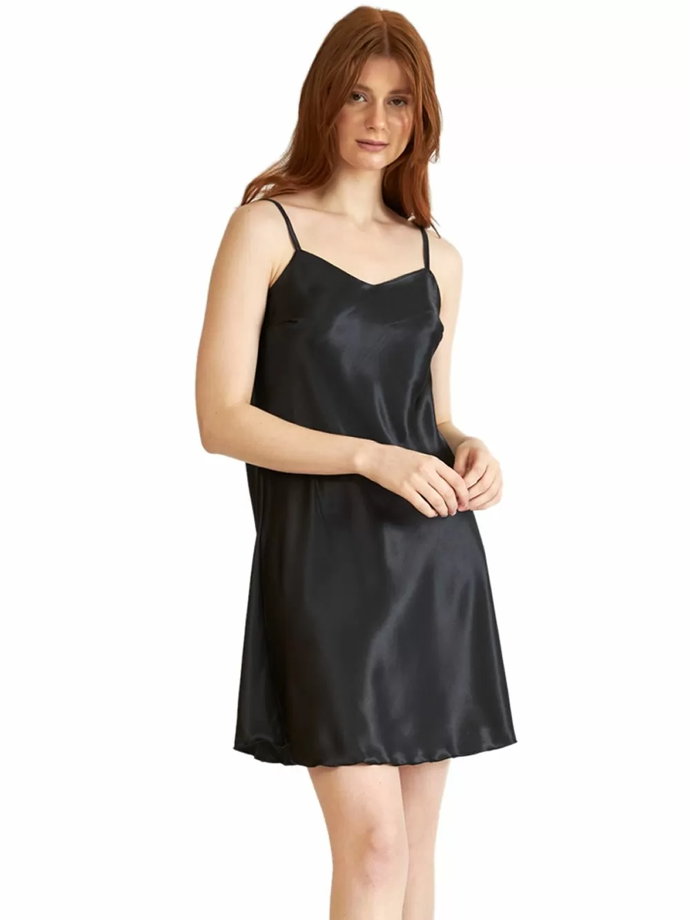 Νυχτικό Πολυτελείας HARMONY - Απαλό Σατέν - Black
