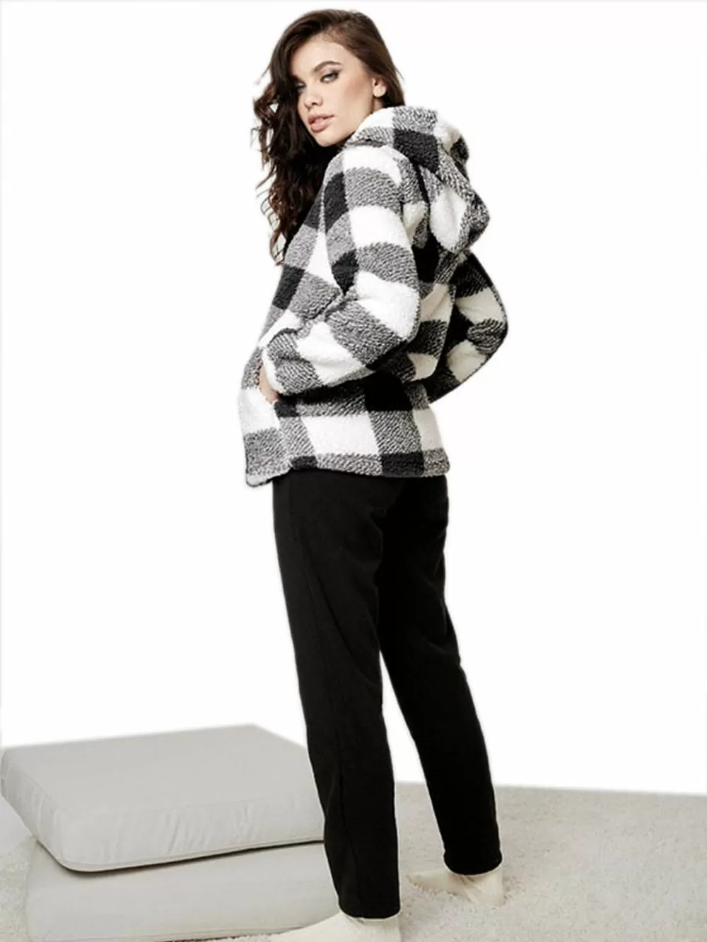 Ζακέτα INFIORE SQUARE - Ζεστό & Απαλό Fleece - Γούνινο Look