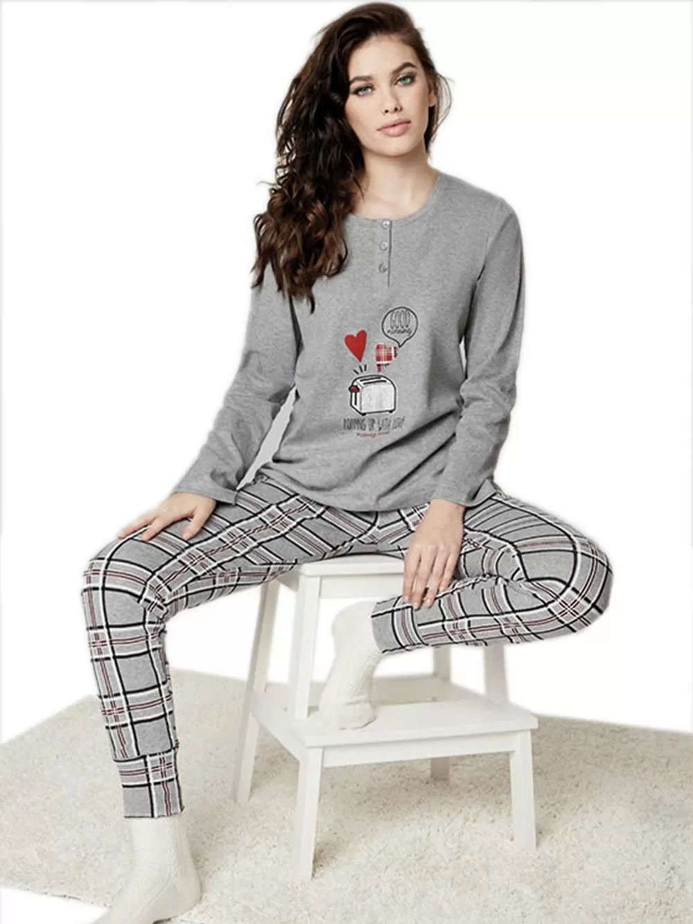 Πυτζάμα Γυναικεία INFIORE Wake Up - 100% Βαμβάκι Interlock