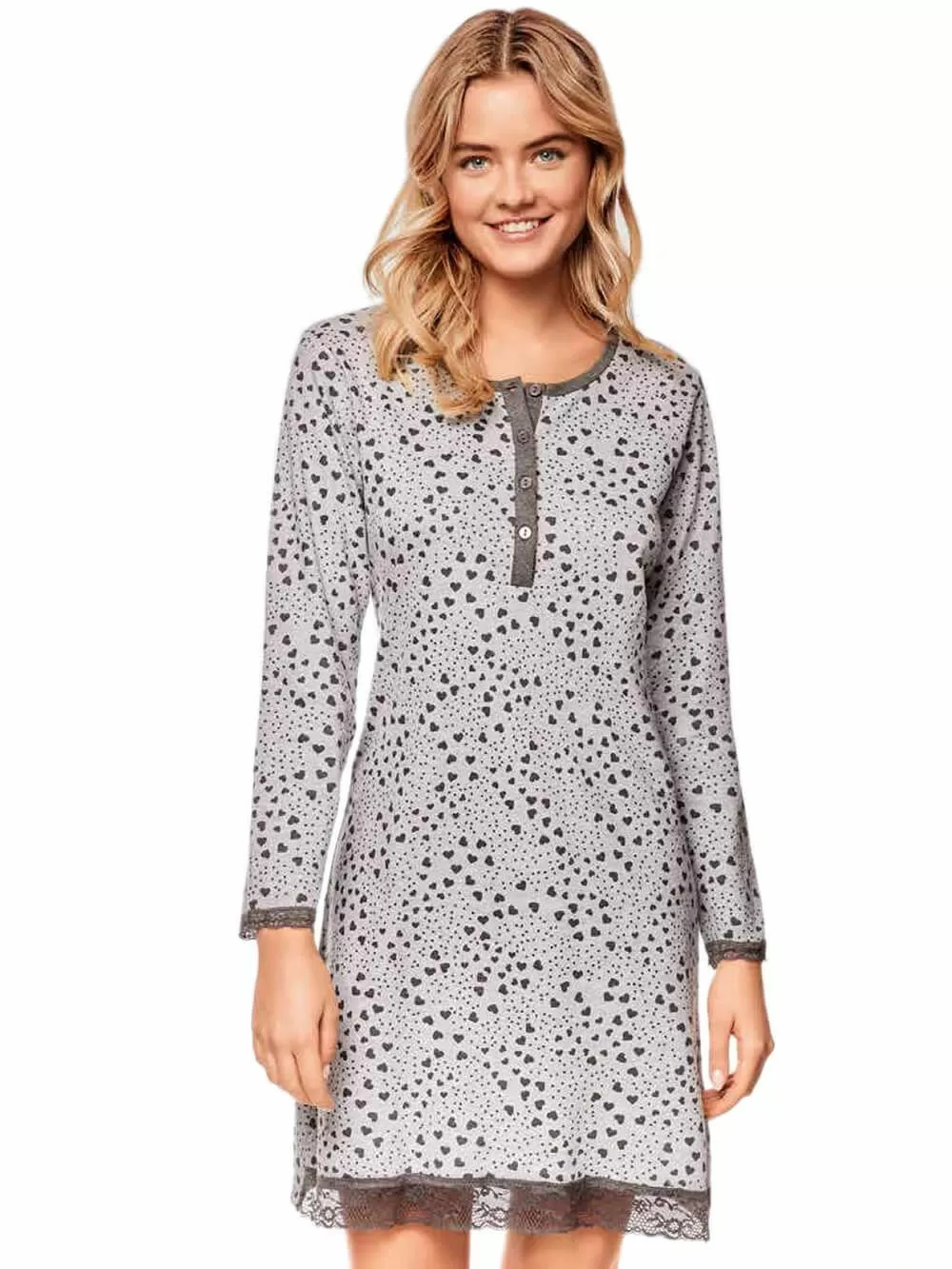 Νυχτικό INFIORE Lovvo - Γεμάτο Βαμβάκι - All Over Σχέδιο & Κουμπιά 