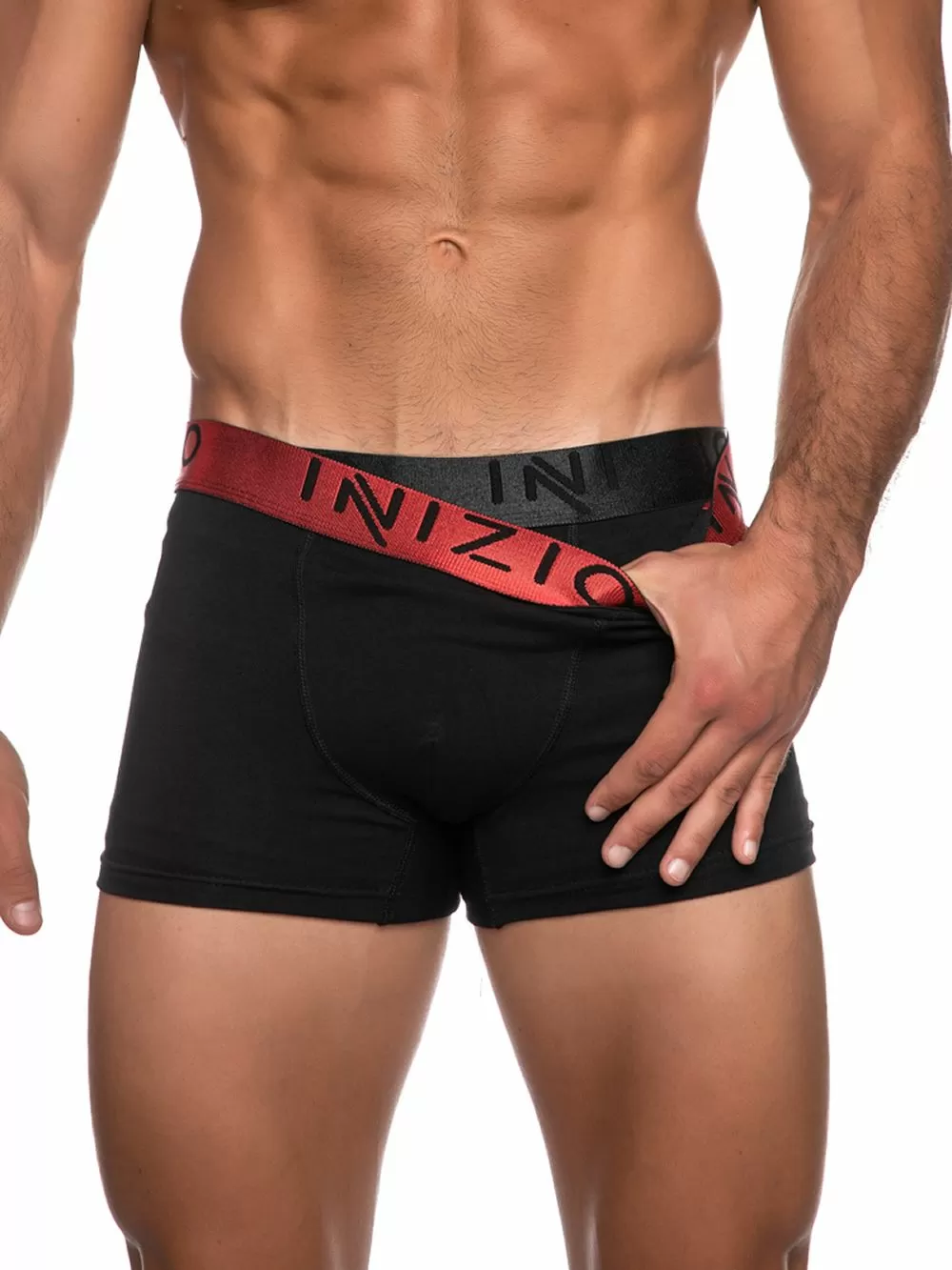 INIZIO Boxer - Black/Red - Ελαστικό Βαμβάκι - Πακέτο με 2 