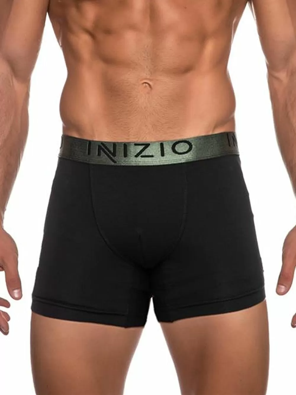 INIZIO Boxer Μακρύ - Black/Khaki - Ελαστικό Βαμβάκι - Υπερμεγέθη - Πακέτο με 2 