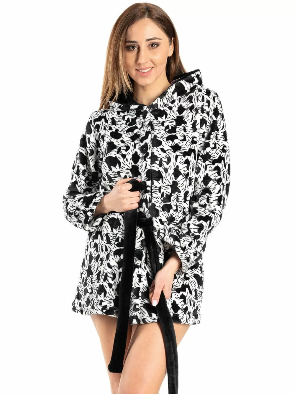 Ρόμπα Πολυτελείας KOYOTE - Απαλό & Ζεστό Fleece - Black/White