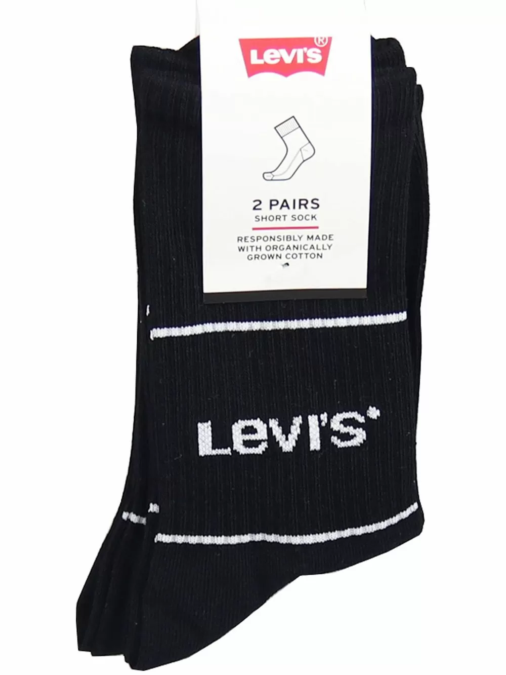 LEVI'S Ανδρική Κάλτσα Short Cut Logo Αθλητική - Black - 2 Ζευγάρια