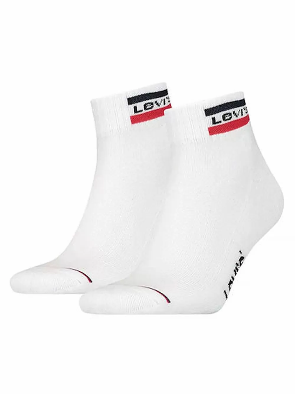 LEVI'S Ανδρική Κάλτσα Ημίκοντη Sportwear Logo - White/White - 2 Ζευγάρια