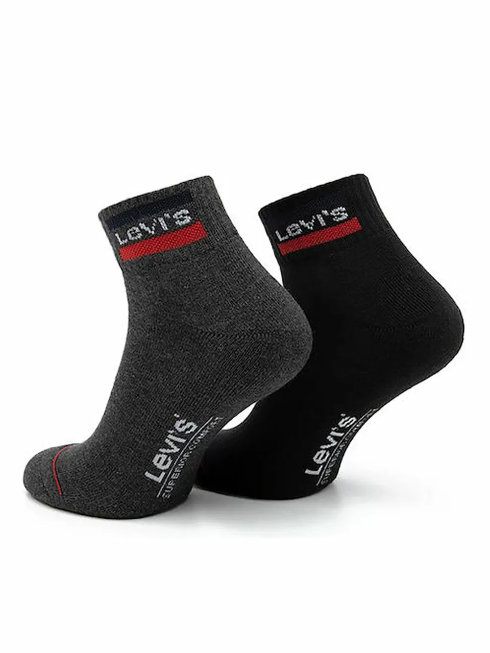 LEVI'S Ανδρική Κάλτσα Ημίκοντη Sportwear Logo - Mid Grey/Black - 2 Ζευγάρια