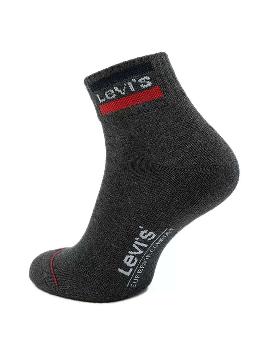 LEVI'S Ανδρική Κάλτσα Ημίκοντη Sportwear Logo - Mid Grey/Black - 2 Ζευγάρια