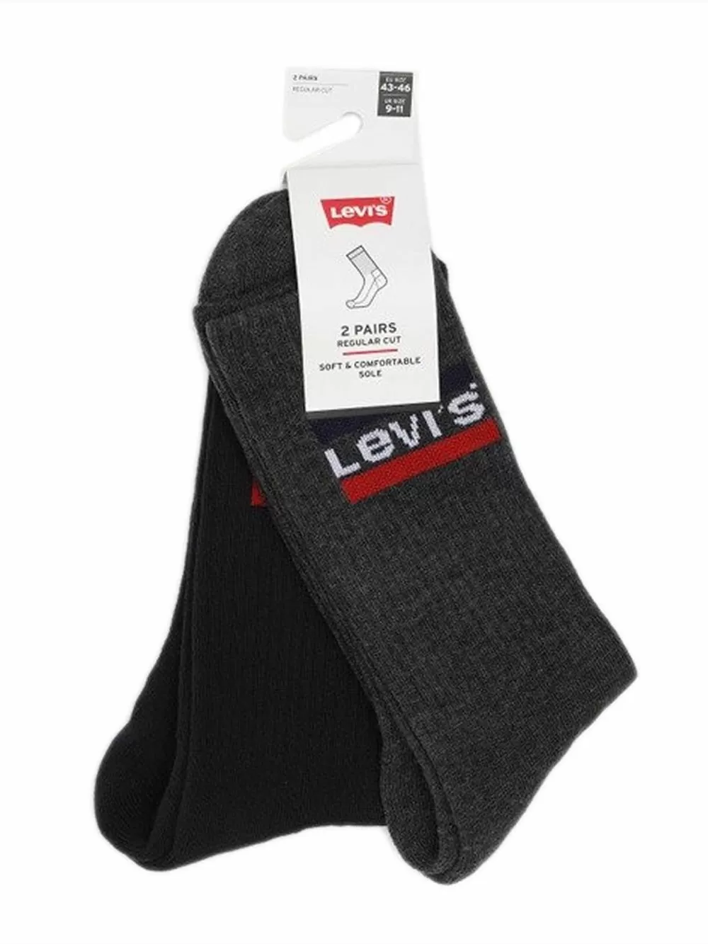 LEVI'S Ανδρική Κάλτσα Αθλητική - Mid Grey/Black - 2 Ζευγάρια
