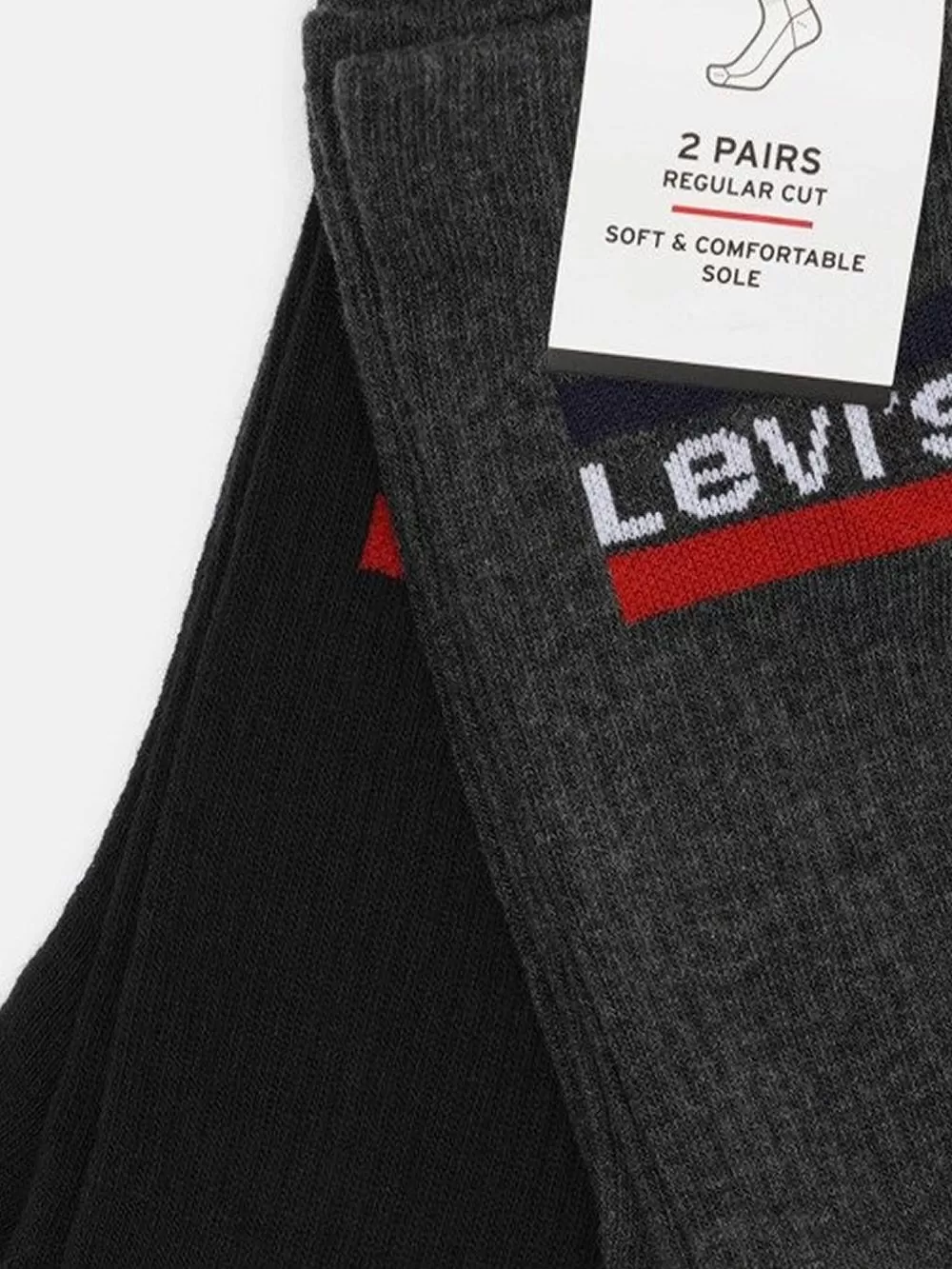 LEVI'S Ανδρική Κάλτσα Αθλητική - Mid Grey/Black - 2 Ζευγάρια