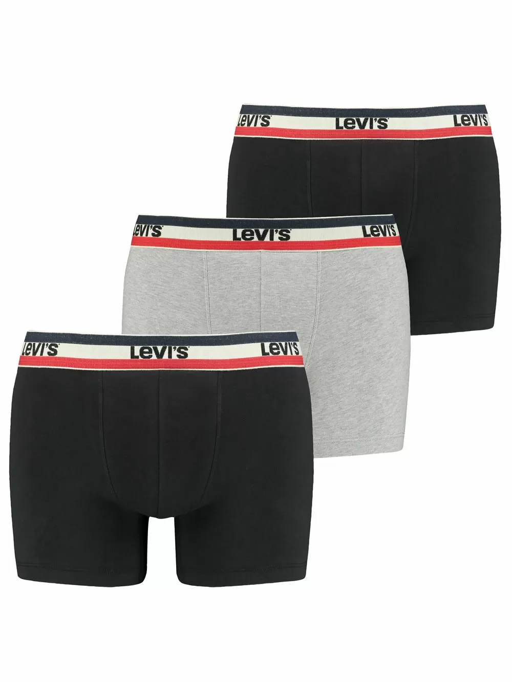 LEVI'S Boxer Brief Sportswear - Ελαστικό Βαμβάκι - Black/Grey Melange - Πακέτο με 3 