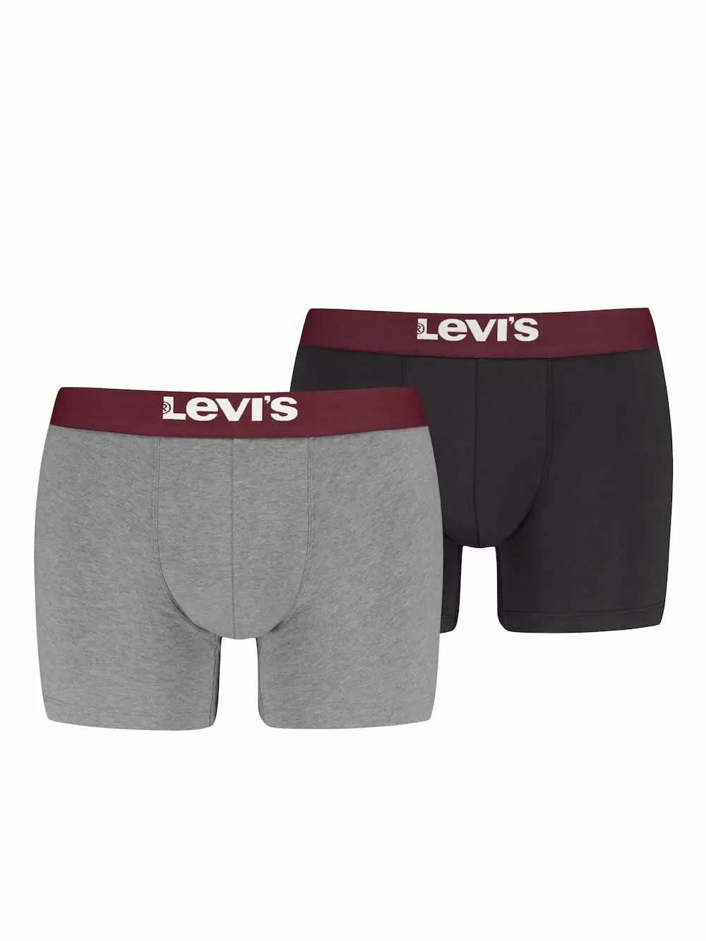 LEVIS Boxer Brief Solid Basic - Οργανικό Eco Βαμβάκι - Grey/Black - Πακέτο με 2 