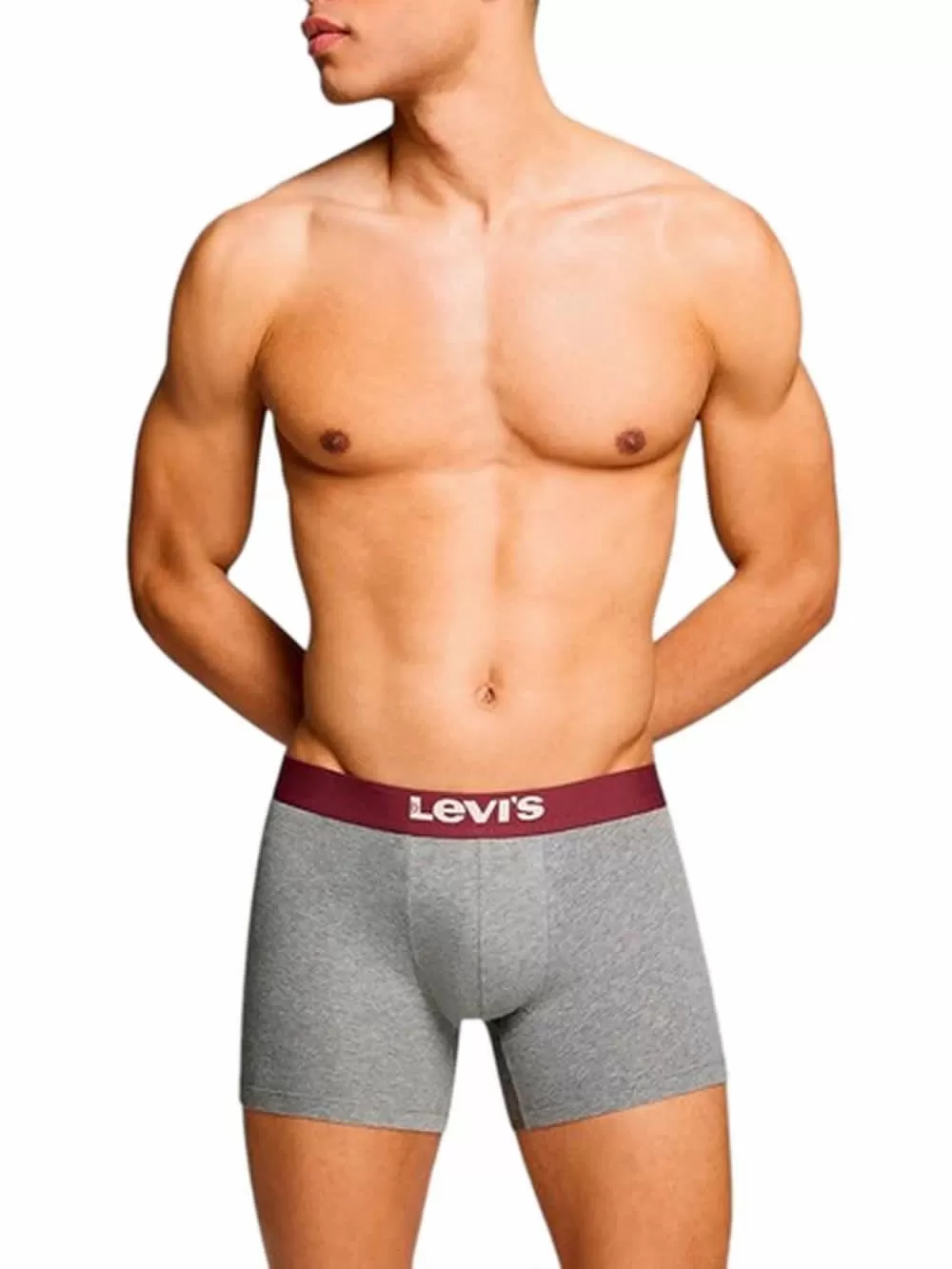 LEVIS Boxer Brief Solid Basic - Οργανικό Eco Βαμβάκι - Grey/Black - Πακέτο με 2 