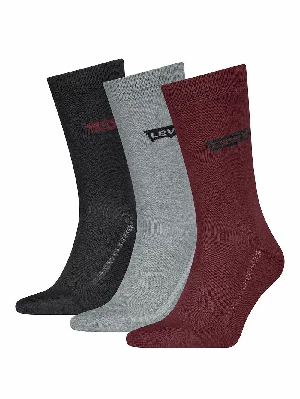 LEVIS Ανδρική Κάλτσα Αθλητική - Red/Grey/Black - Οργανικό ECO Βαμβάκι - 3 Ζευγάρια 
