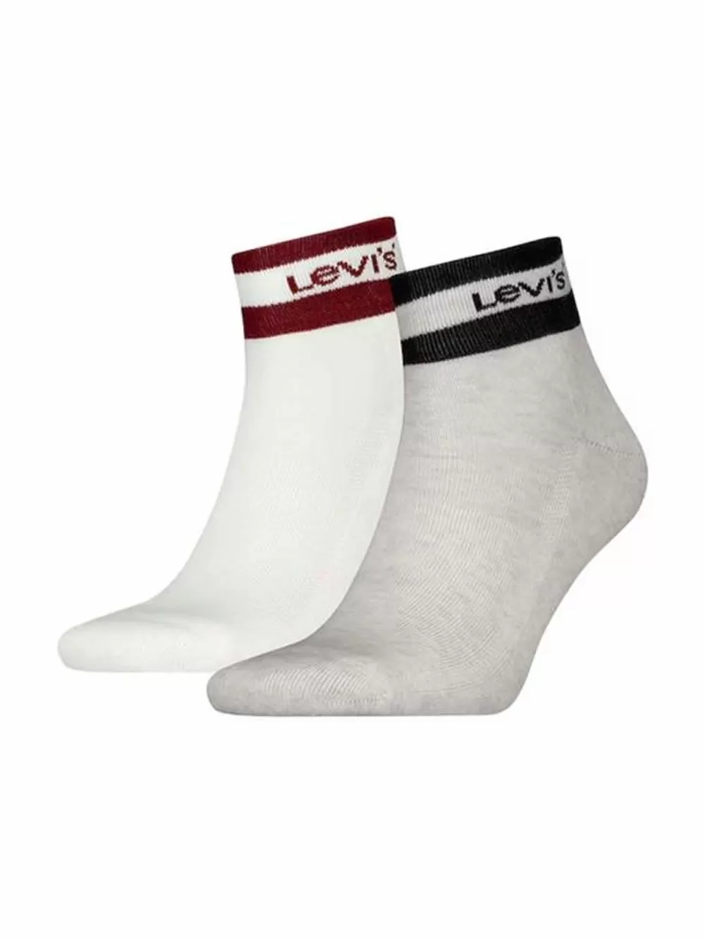 LEVIS Unisex Αθλητική Κάλτσα Ημίκοντη Sport Stripe - Oatmeal/Black - 2 Ζευγάρια 